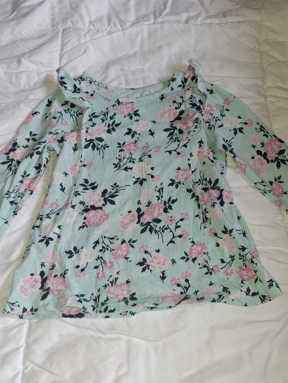 The Children's Place Mint Floral Baby Onesie with Pink and Navy Accents
